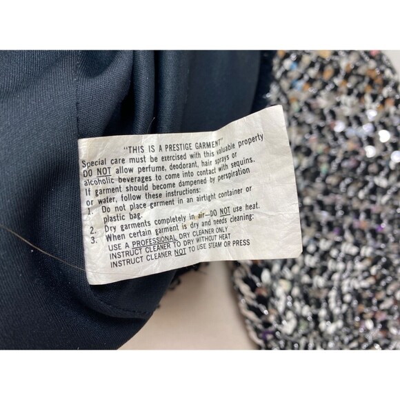 Vintage 80s Silver Sequin Blouse Med 3/4 Sleeves Cocktail Party Formal Evening - Picture 10 of 10